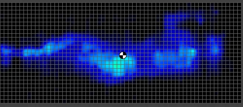 Pressure map of a side sleeping average weight tester on the Brooklyn Bedding Signature Hybrid Mattress