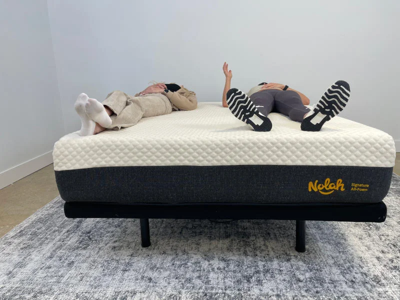 Our testers evaluate the motion isolation properties of a Nolah Signature Mattress