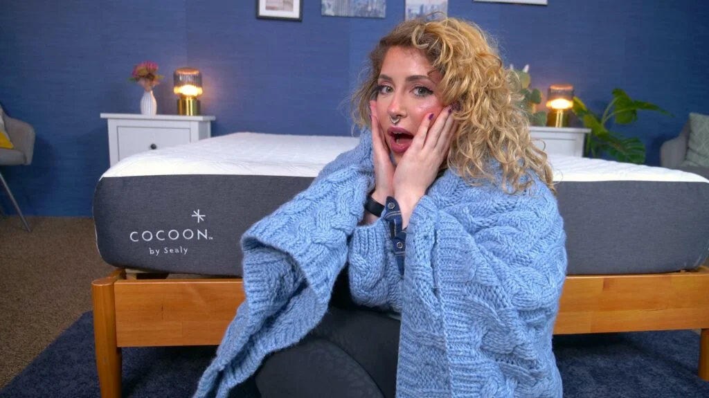 Nichole testing the Cocoon Chill Mattress