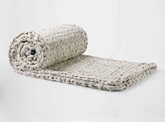 Silk  &  Snow Hand‑Knitted Weighted Blanket