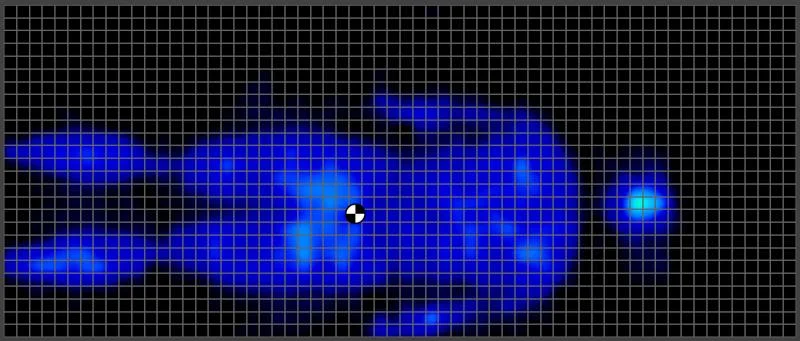 Pressure map of a back sleeping average weight tester on the Serta Perfect Sleeper X Mattress