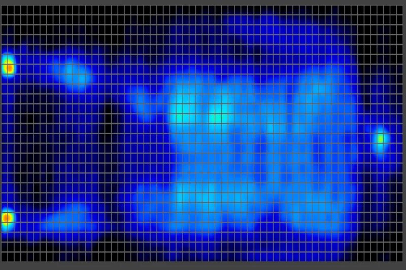 Thermal imaging showing the back-sleeping pressure buildup on the WinkBed Plus mattress.