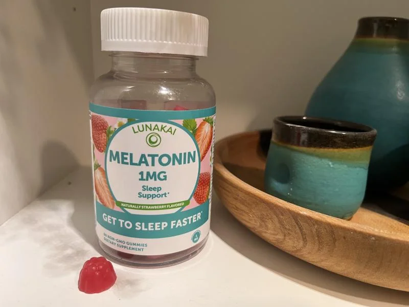 A bottle of Lunakai Low-dose Melatonin Gummies