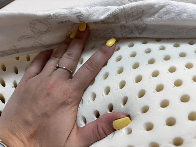 A close look at the latex insert in a Brooklyn Bedding 3-Inch Latex Topper