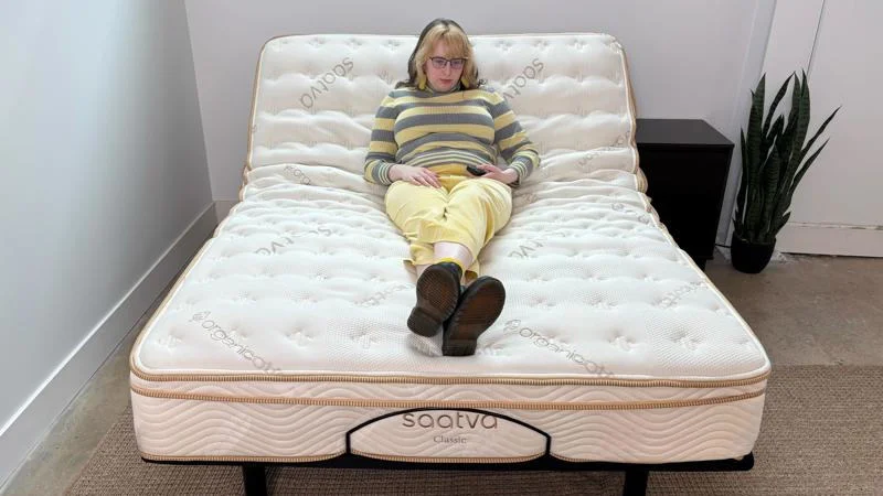 Testing the Saatva Classic on an adjustable bed.