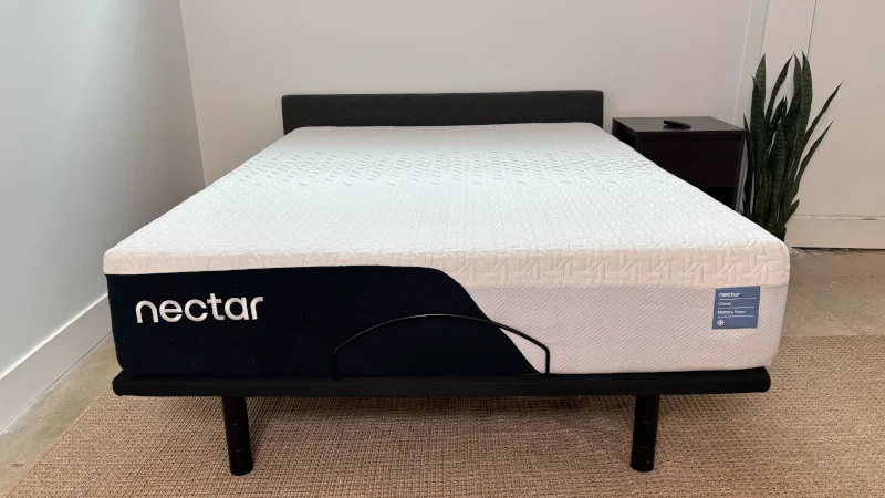 nectar classic memory foam on an adjustable base