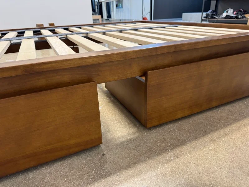 A close look at the underbed drawers for a Thuma Classic Bed Frame