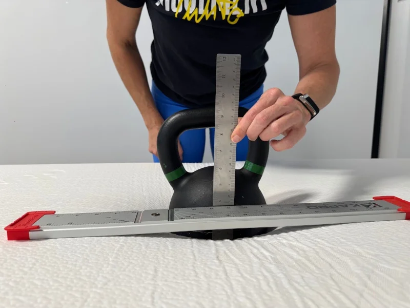 Our tester does a sinkage test on the Polysleep Luna mattress