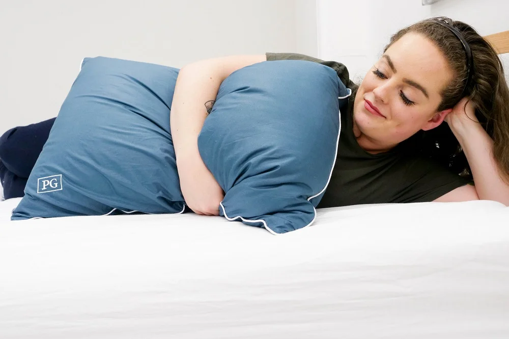 Cuddling the Pillow Guy Down Alternative pillow 