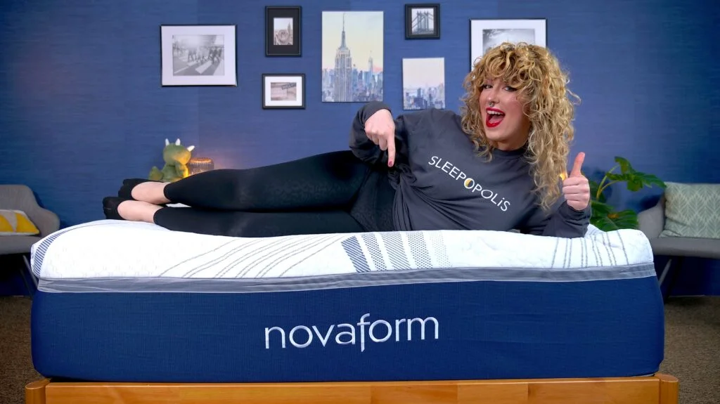 Nichole testing the Novaform ComfortGrande Advanced Gel Memory Foam Mattress