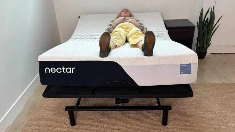 Testing the Nectar Classic Memory Foam Mattress on an adjustable bed.