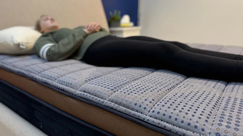 Our tester back sleeping on the Brooklyn Bedding CopperFlex Mattress