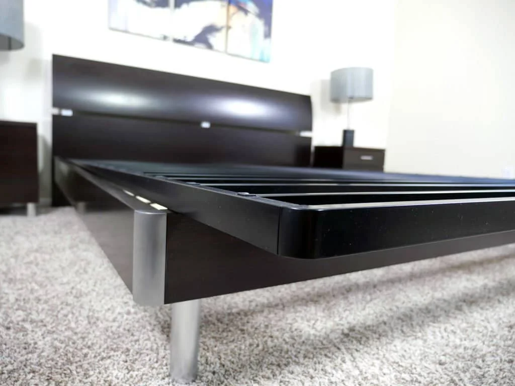 Angled view of the Zinus Bunkie Board showing the distinction between the platform bed and the bunkie board