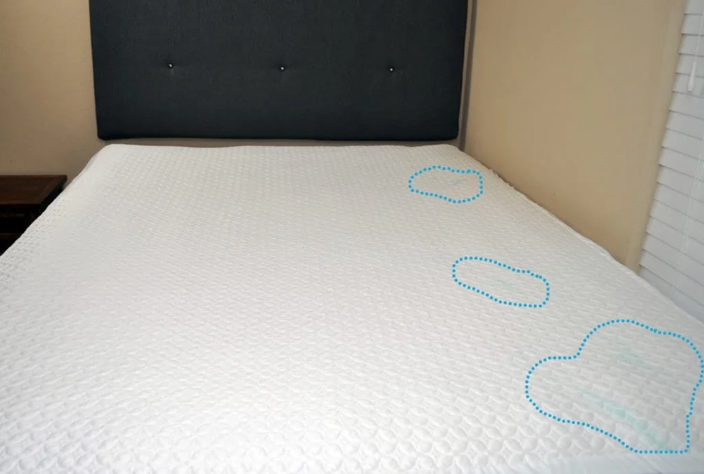 Malouf Sleep Title Ice Tech Mattress Protector - stains after 8 hour test