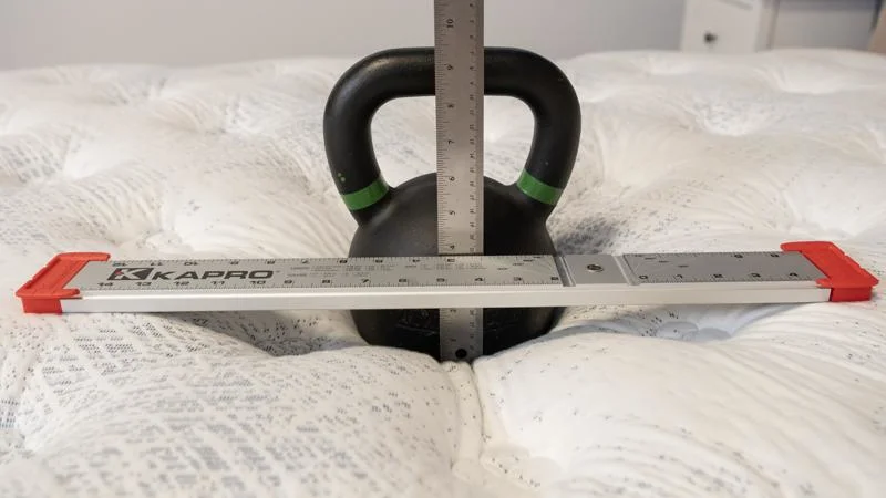 Kettlebell sinkage test on the Serta Perfect Sleeper Cascade Range Mattress