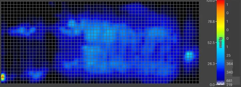 Back-sleeping pressure map of a heavy person on the Bear Star Hybrid Mattress