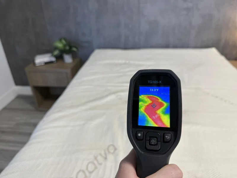 Thermal imaging of the Saatva Natural Latex Mattress Topper after being rested on