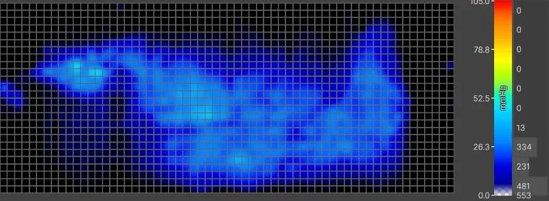 Side-sleeping pressure map of a heavy person on the Bear Star Hybrid Mattress