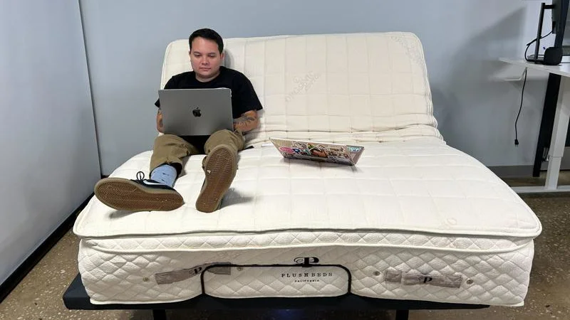 plushbeds botanical bliss mattress on an adjustable bed