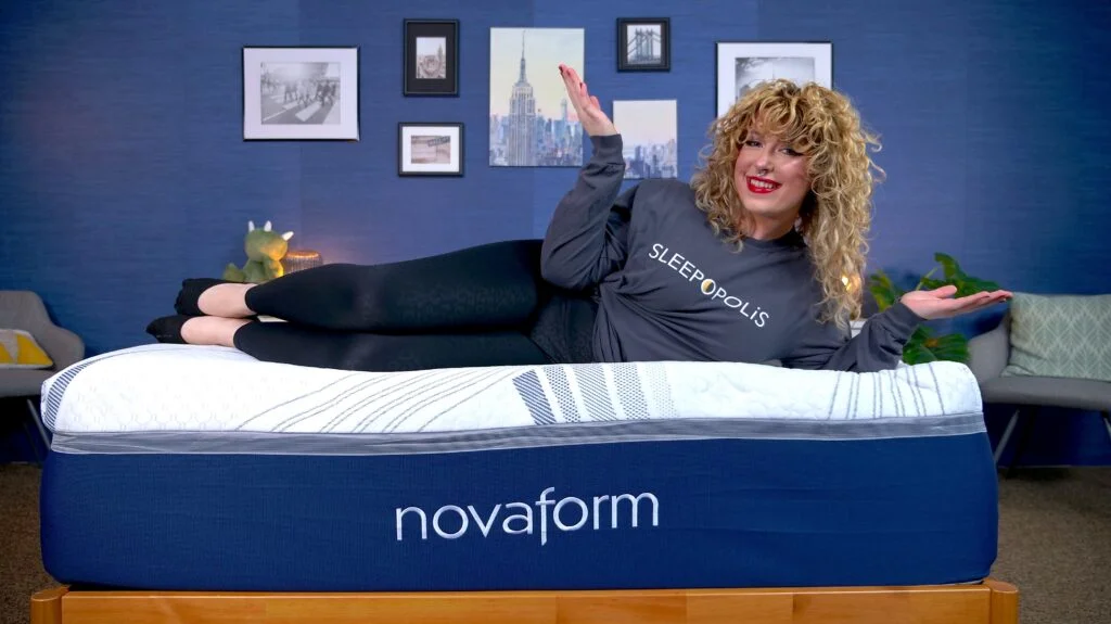 Nichole testing the Novaform ComfortGrande Advanced Gel Memory Foam Mattress