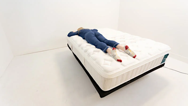 Our tester back sleeping on the Leesa Sapira Chill 