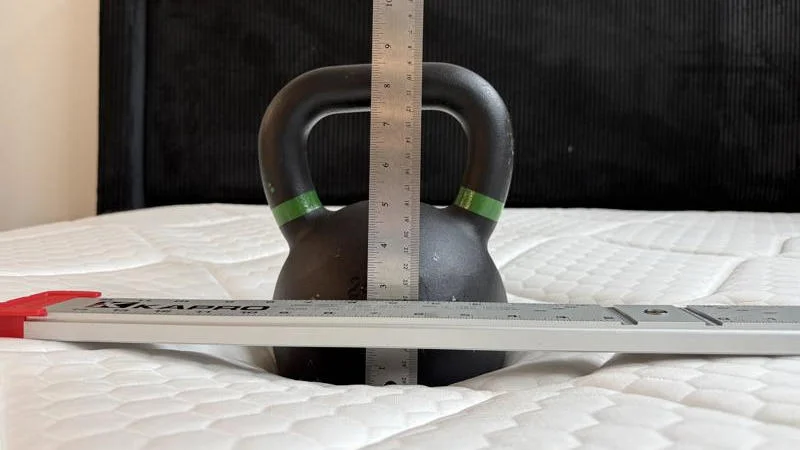 Sinkage test on the Brooklyn Bedding Plank Firm Luxe Mattress