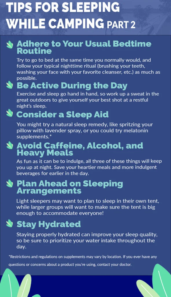 sleeping while camping infographic 2