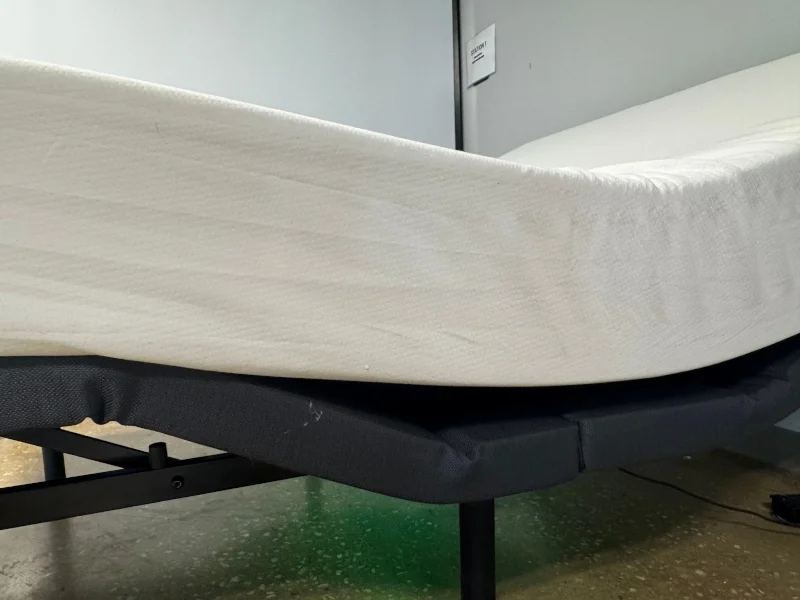 Looking at the gap between a PolySleep Sierra Mattress and an adjustable platform bed.