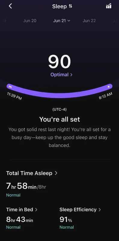 RingConn Sleep Score page