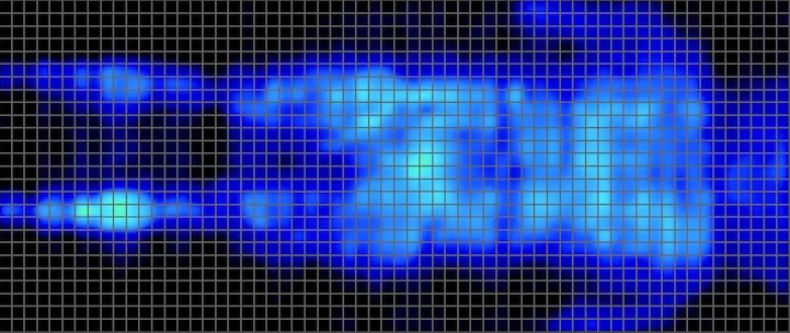 A heatmap depicting back sleeping pressure buildup on the Helix Midnight mattress.