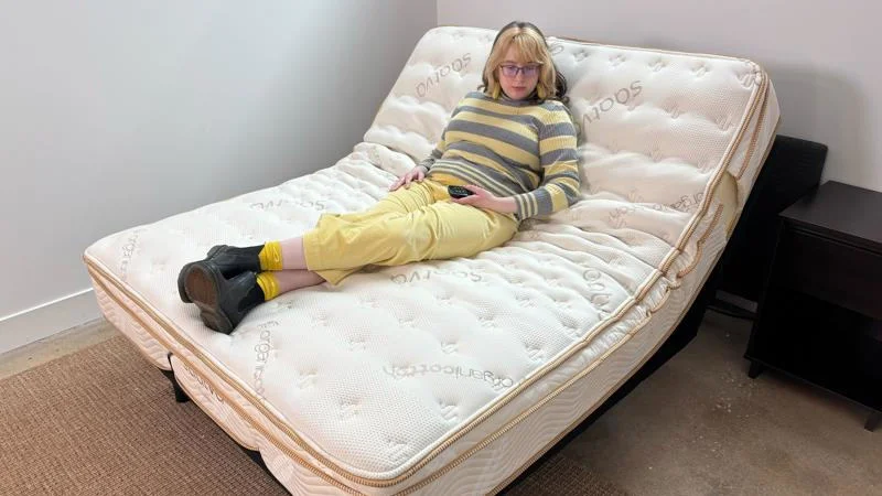 Testing the Saatva Classic on an adjustable bed.