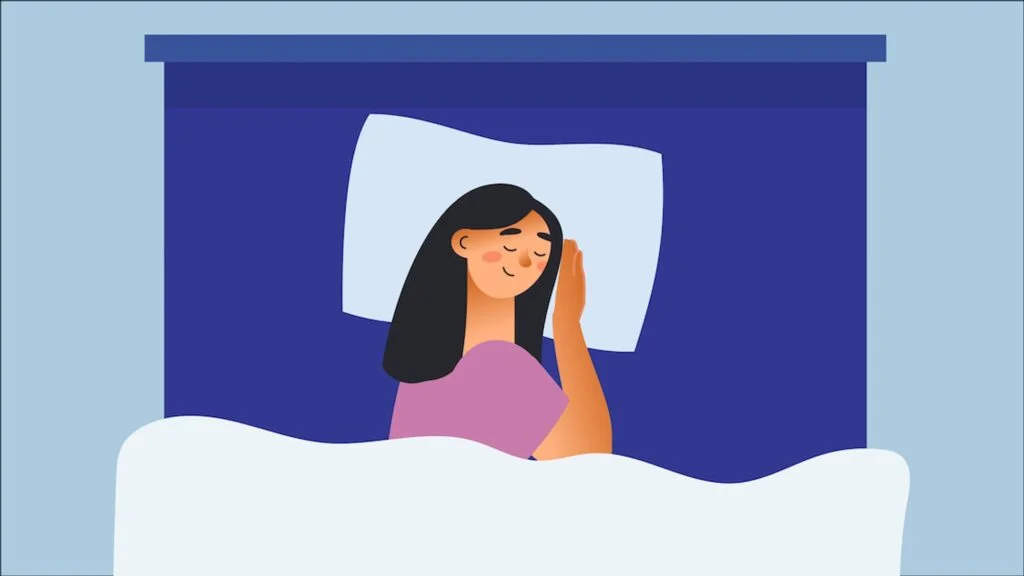 Illustration of woman sleeping on her side
