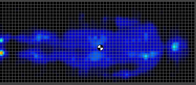 Pressure map of a back sleeping average weight tester on the Brooklyn Bedding Signature Hybrid Mattress