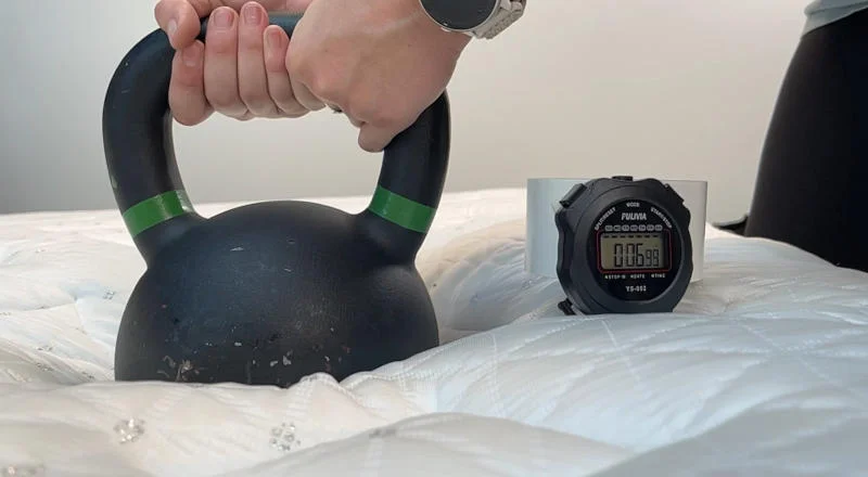 Kettlebell response test on the Helix Plus Mattress