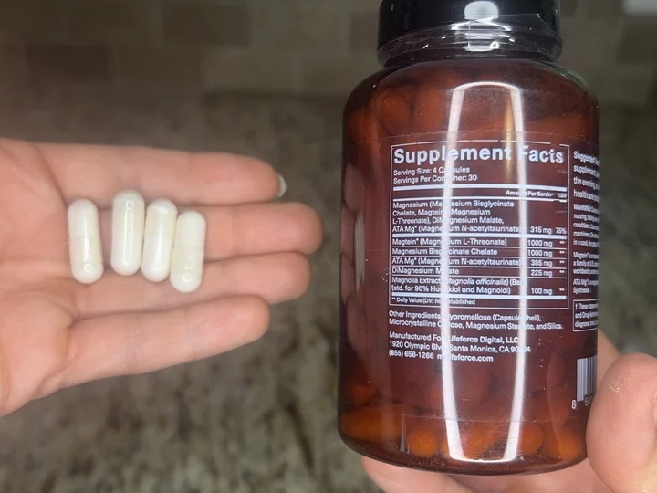 lifeforce magnesium capsules and nutrition label 720