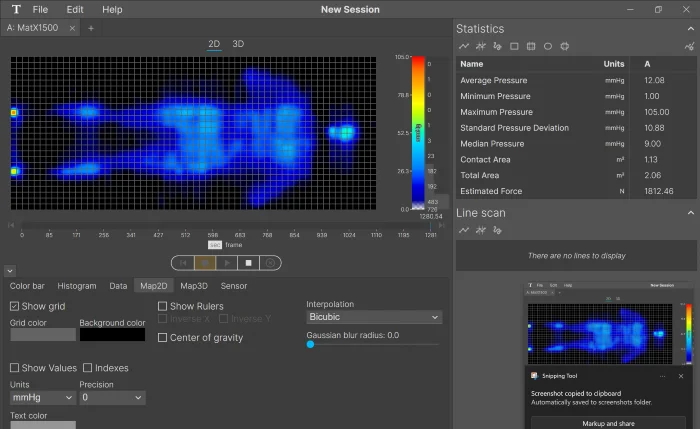 A pressure map graphic of an average-weight sleeper back-sleeping on the Nolah Natural. The graphic is completely blue, indicating no pressure buildup.