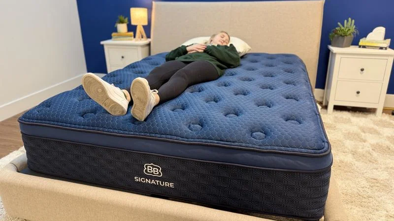 back sleeping on the brooklyn bedding signature hybrid mattress 4