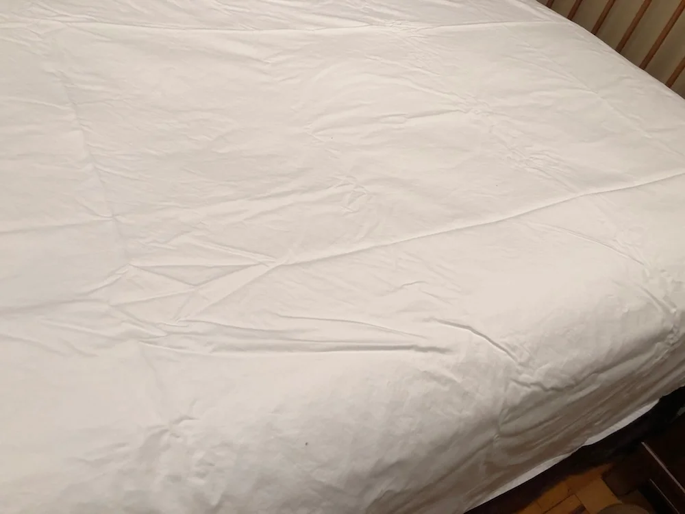 cloudten luna percale flat sheet on bed