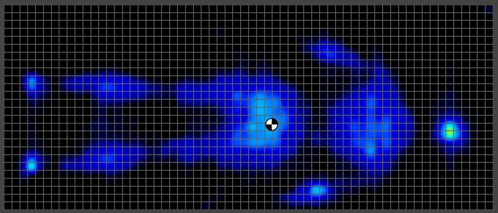 Pressure map of an average weight back sleeper on the Airweave Takumi Mattress
