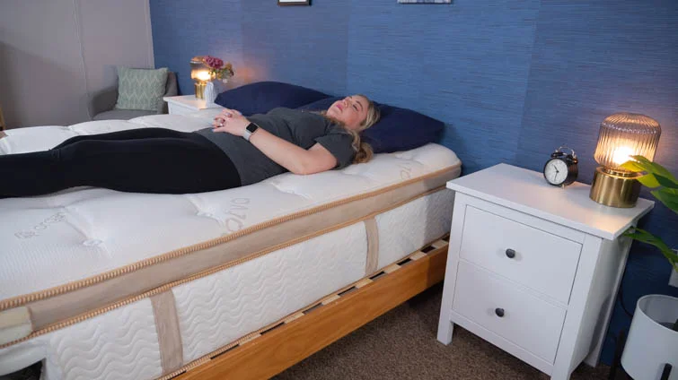 Back sleeping on the Saatva HD.