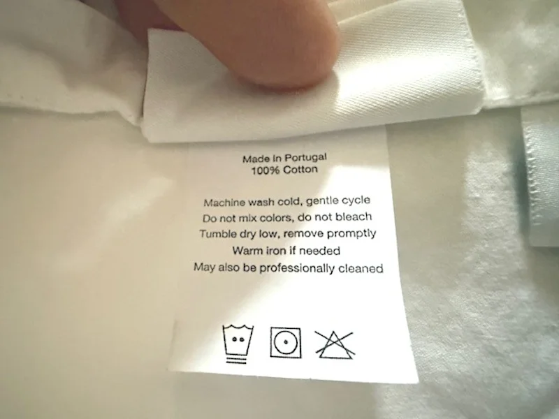 Care tag on a Peacock Alley Soprano Sateen Sheet