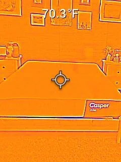 The Casper Atlas Hybrid's surface temperature before laying down on it.
