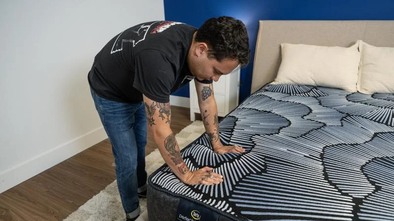 Pressing down on the Serta Perfect Sleeper Kendall X Mattress