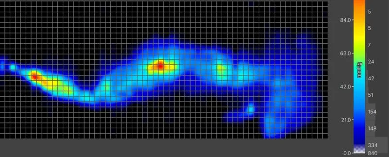Side-sleeping Pressure map of the Linenspa 8-Inch Hybrid