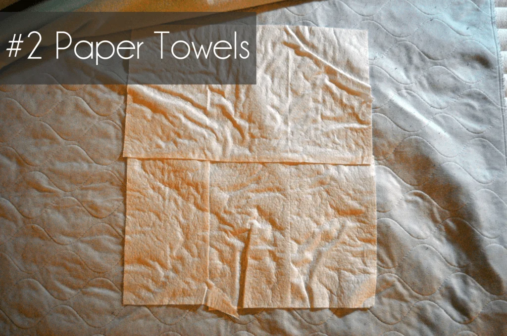 #2 Paper towels at the conclusion of the 8 hour test. Zero liquid was able to penetrate the protector.