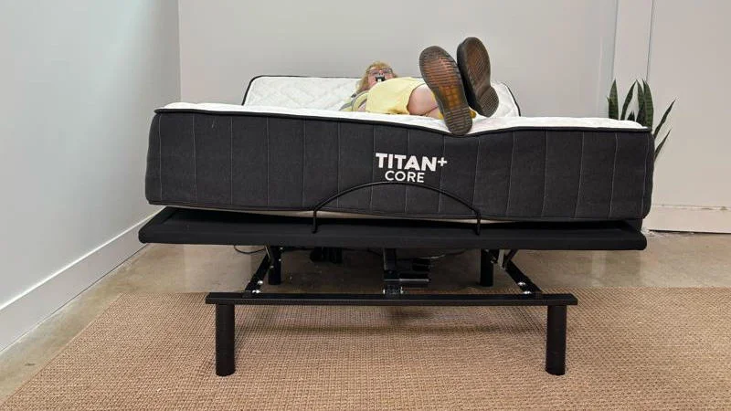 Testing the Titan Plus Core on an adjustable bed.