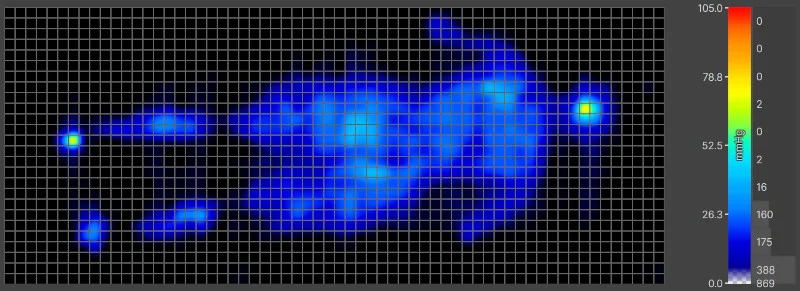 Pressure map of our lightweight tester back-sleeping on a Titan Plus Luxe